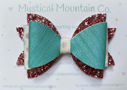 Bow (triple layer) - Snow Flake Aqua